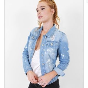 Bleach Out Distressed Denim Jean Jacket